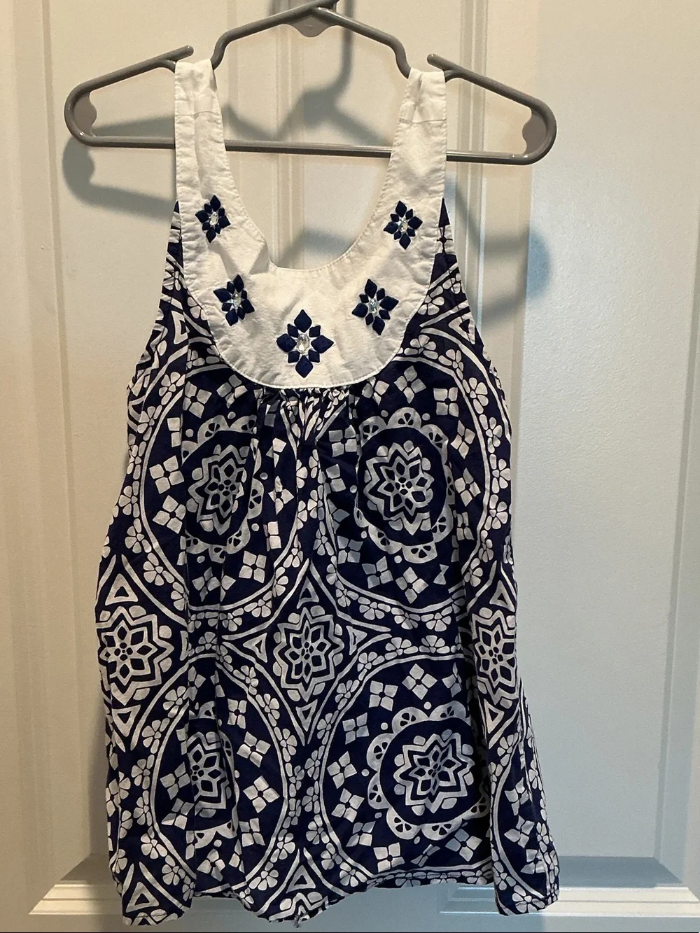 Gymboree Navy and White Printed Top EUC